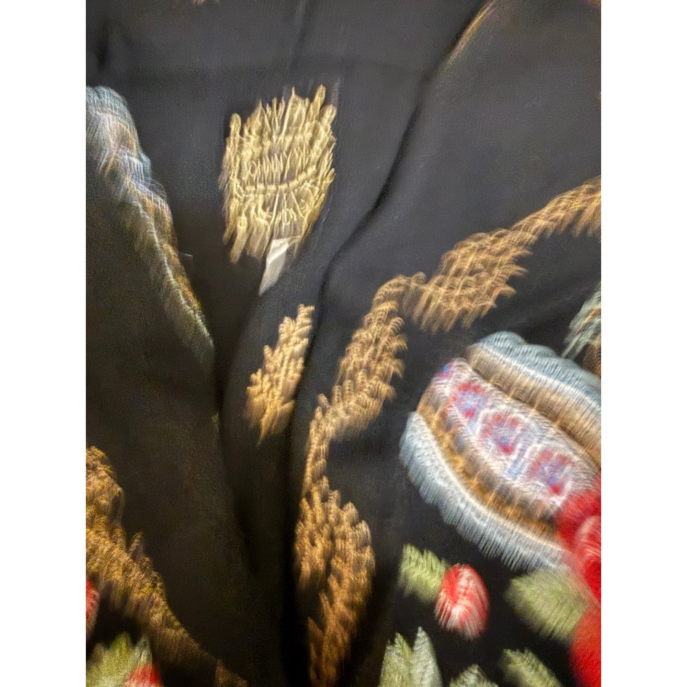 Johnny Was Black Embroidered Floral Hooded Long Cardigan Duster Sweater XS - Picture 2 of 7